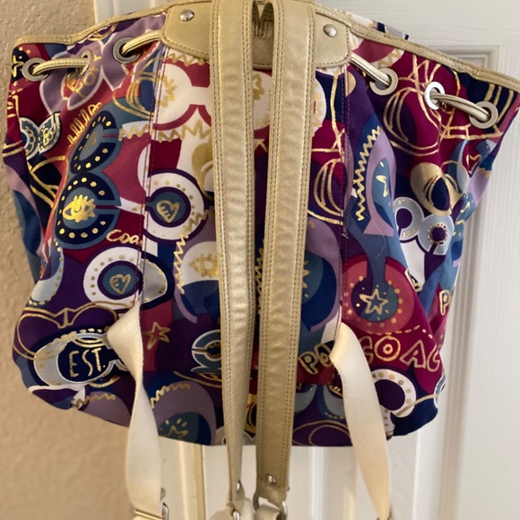 COACH Poppy Layla Graffiti multi-color drawstring cinch 18341 small backpack main image 5